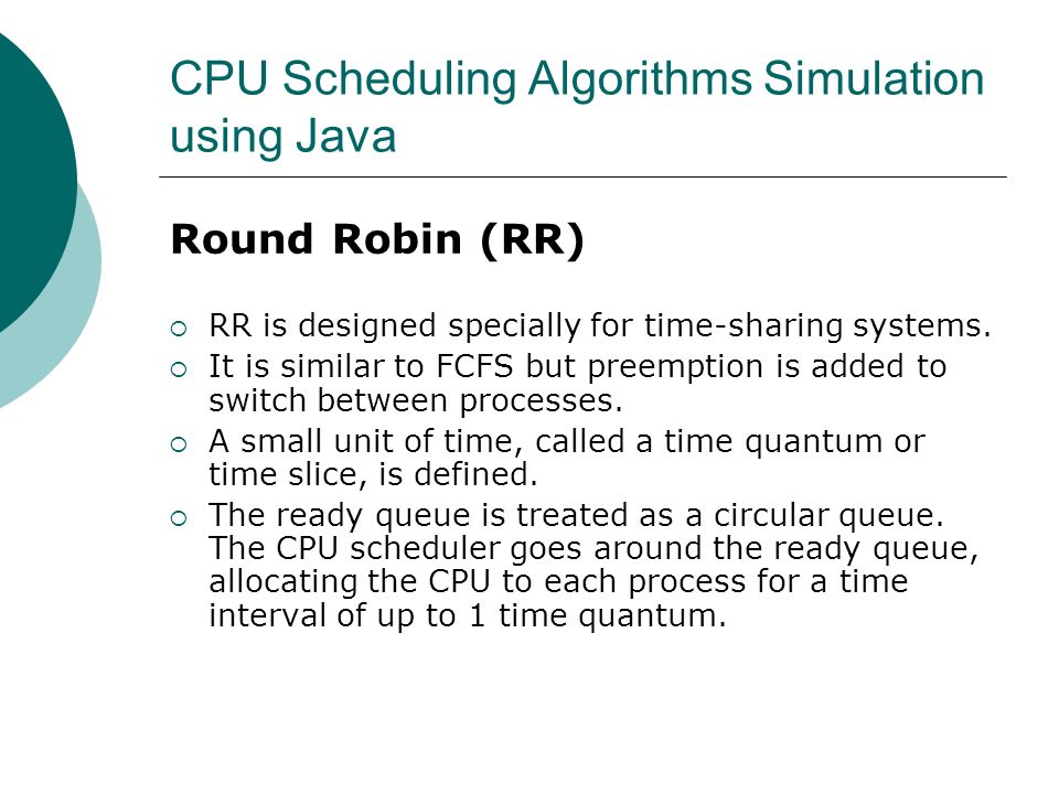 round robin scheduling algorithm in java
